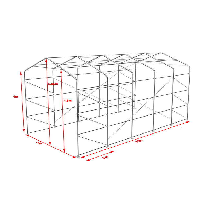 5X10 4m Yan Yükseklik Açık Depo Depolama Çadırı Esnek Büyük Garaj