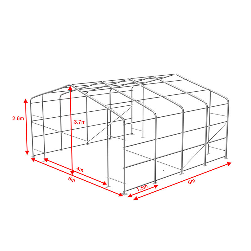 6X6 2.6m Yan Yükseklik Tamamen Galvanizli Çelik Çerçeve Geçici Depo Çadır Salonu