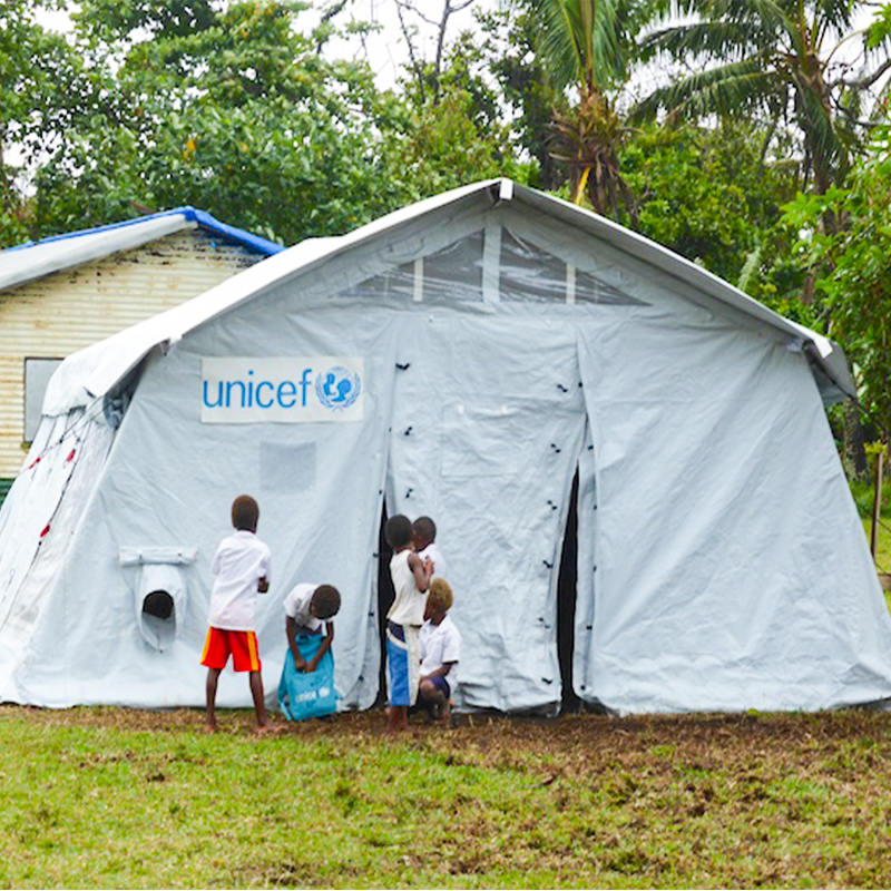 UNICEF Standart 42m² Çok Amaçlı Gömme Çadır, Entegre/çıkarılabilir Gölge Kapaklı