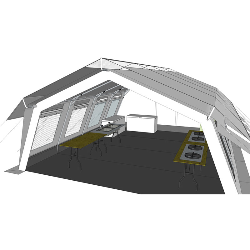 UNICEF Standart 42m² Çok Amaçlı Gömme Çadır, Entegre/çıkarılabilir Gölge Kapaklı